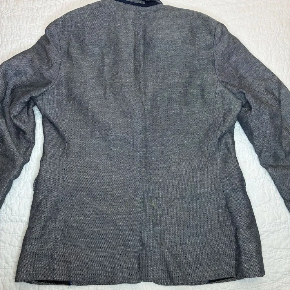 Banana Republic Linen cotton chambray sport coat Sz 42R slim fit tailored summer